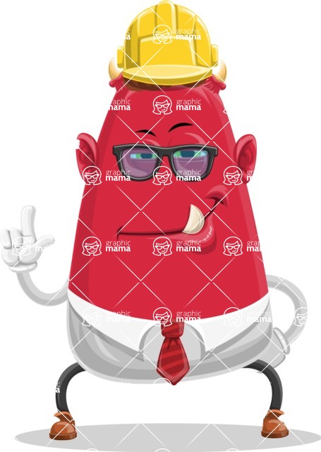 Business Monster Cartoon Character - Working Business Monster Cartoon Character